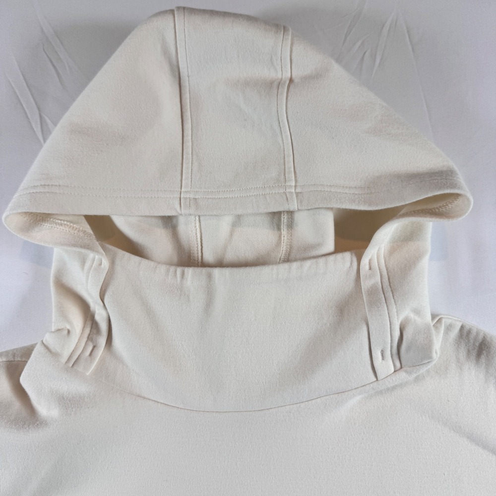 Varley Hoodie Women Small Cream Drawstring Waist Mock Neck Face Cover Pullover - Picture 5 of 9